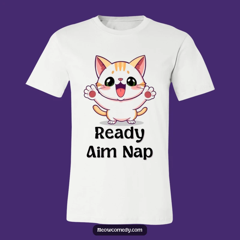 Funny Excited Cat Pounce T-Shirt: Comical Playful Feline Tee
