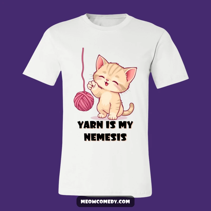 Funny Playful Kitten T-Shirt: Yarn Batting Feline Fun Tee Gift