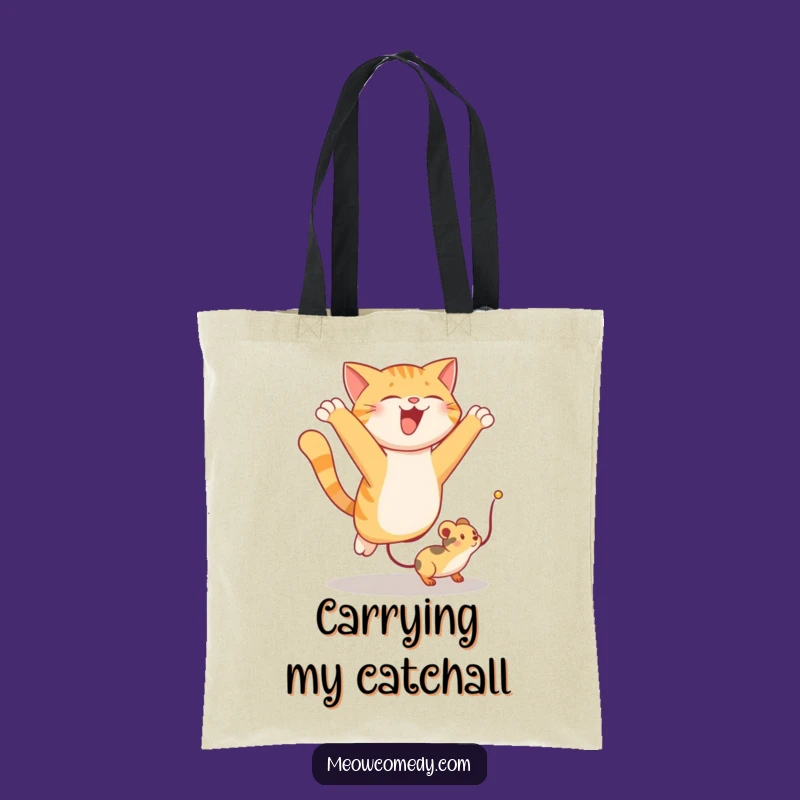 Funny Cat Leaping Tote Bag: Hilarious Accessory for Playful Cat Moms