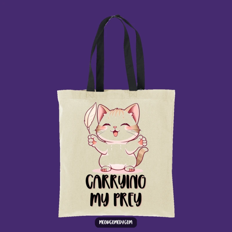 Funny Playful Cat Tote Bag: Carry Your Essentials with Feline Feather-Brained Charm