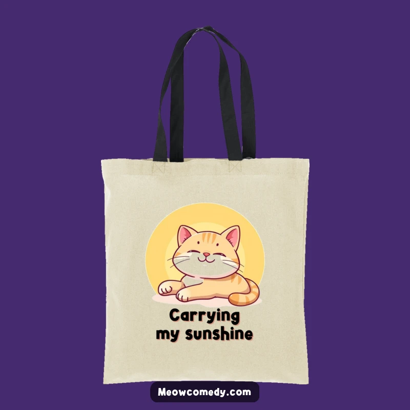 Funny Smiling Cat Tote Bag - Carry Your Relaxation with Sunbeam Art