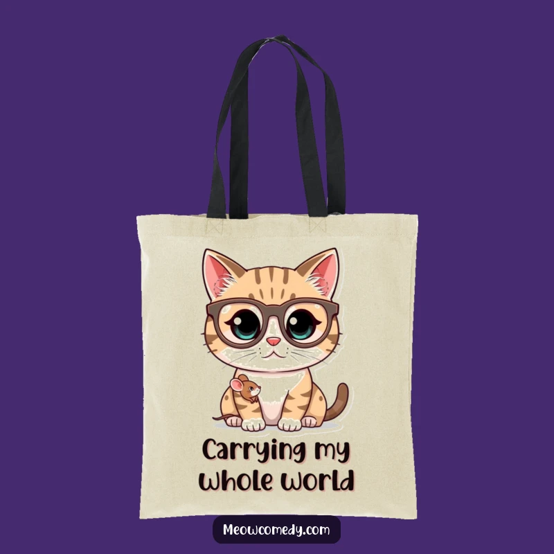 Funny Kawaii Cat Spectacles Tote Bag: Chic and Comical Cat Accessory Gift