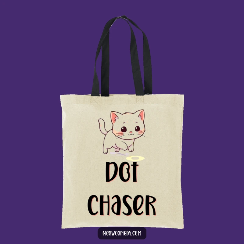 Funny Kawaii Cat Laser Dot Tote Bag: Playful Kitty Carry-All, Hilarious Gift Idea