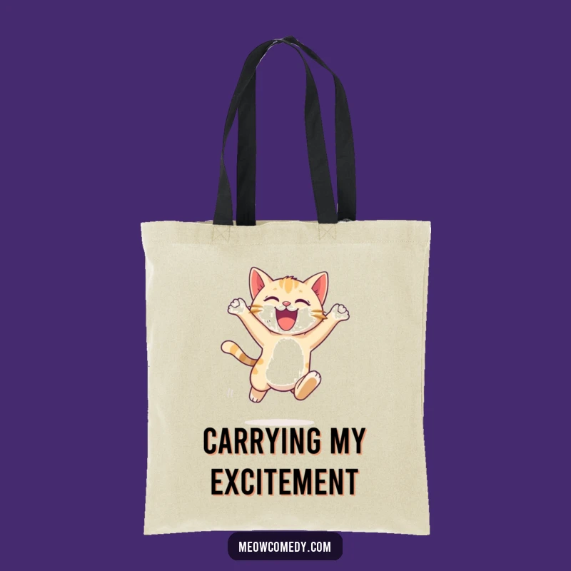 Funny Cat Leap Tote Bag: Carry Your Enthusiasm