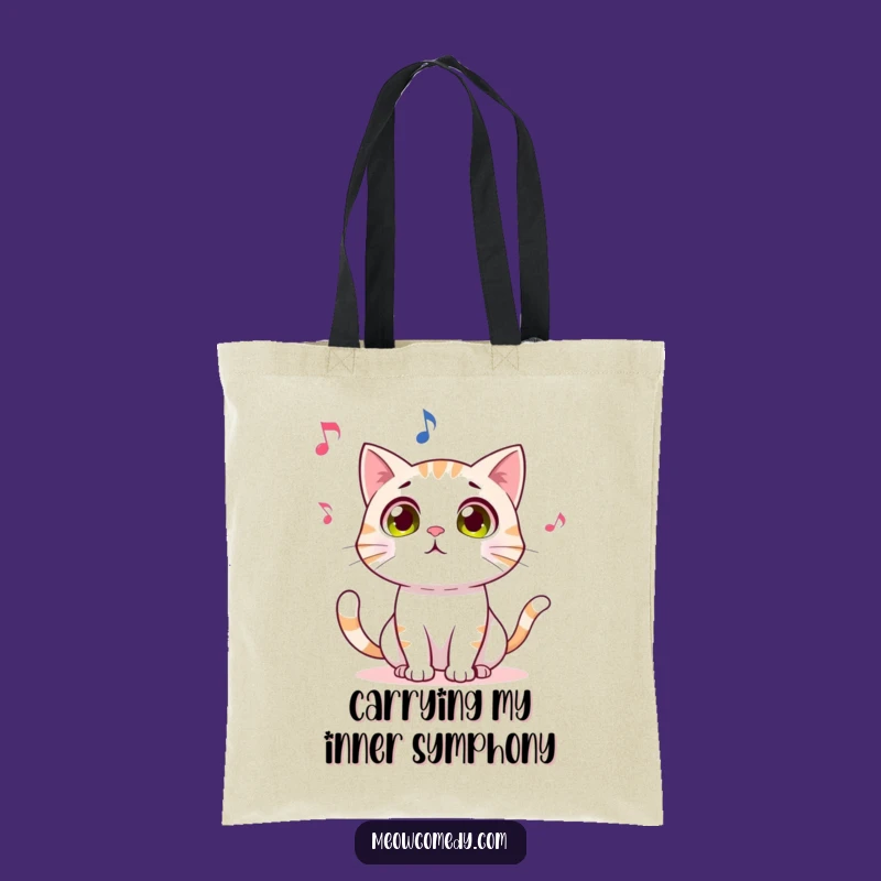 Funny Cat Tote Bag: Dancing Note Admirer - Stylish & Whimsical Gift!