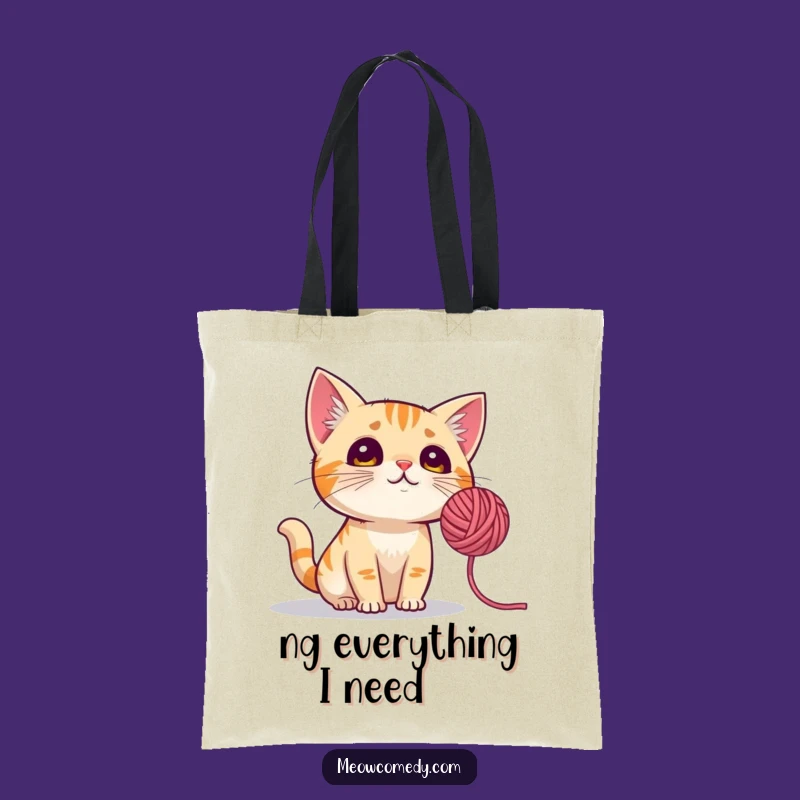 Funny Curious Cat Tote Bag: Carry Your Essentials with Yarn-Tangled Charm