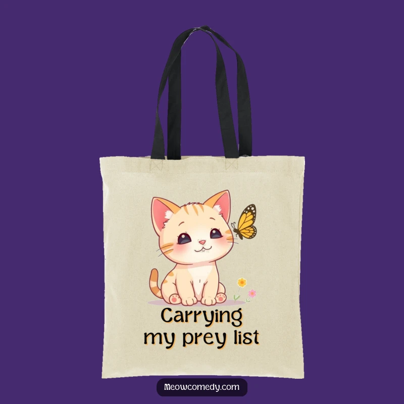 Funny Curious Cat Tote Bag - Carry Your Wonder with Perked Ears Art