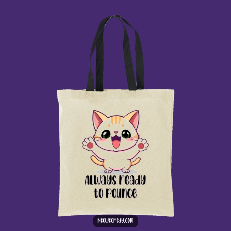 Funny Excited Cat Pounce Tote Bag: Carry Your Playful Spirit