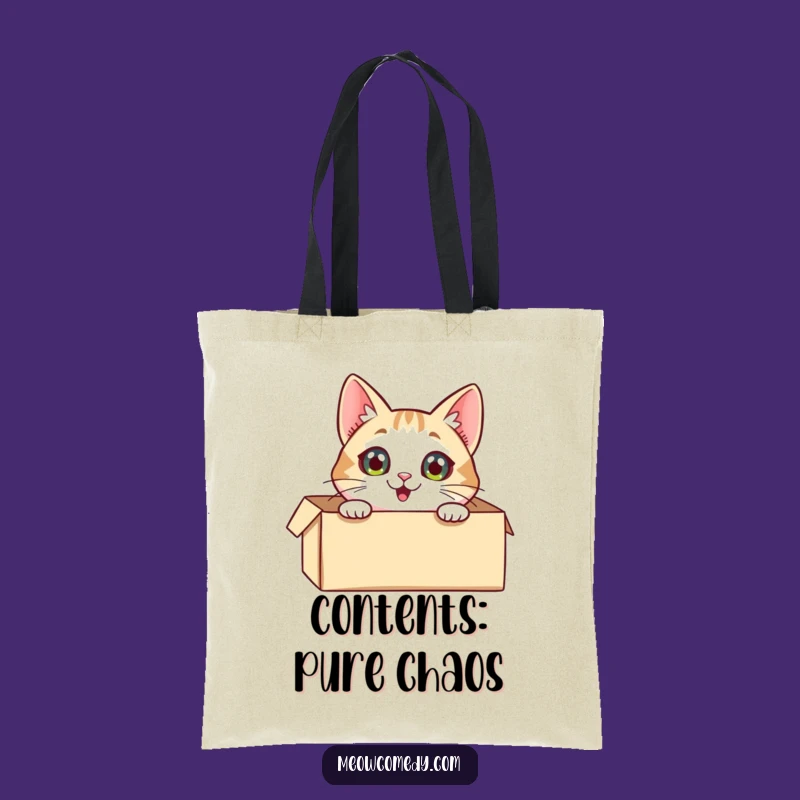 Funny Excited Cat Tote Bag: Box Dweller Kitty - Carryall Gift
