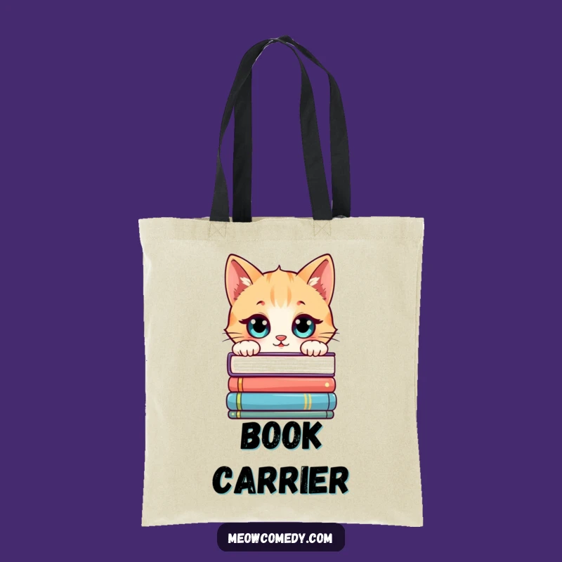 Funny Kawaii Cat Book Lover Tote Bag, Carry Your Stories in Style