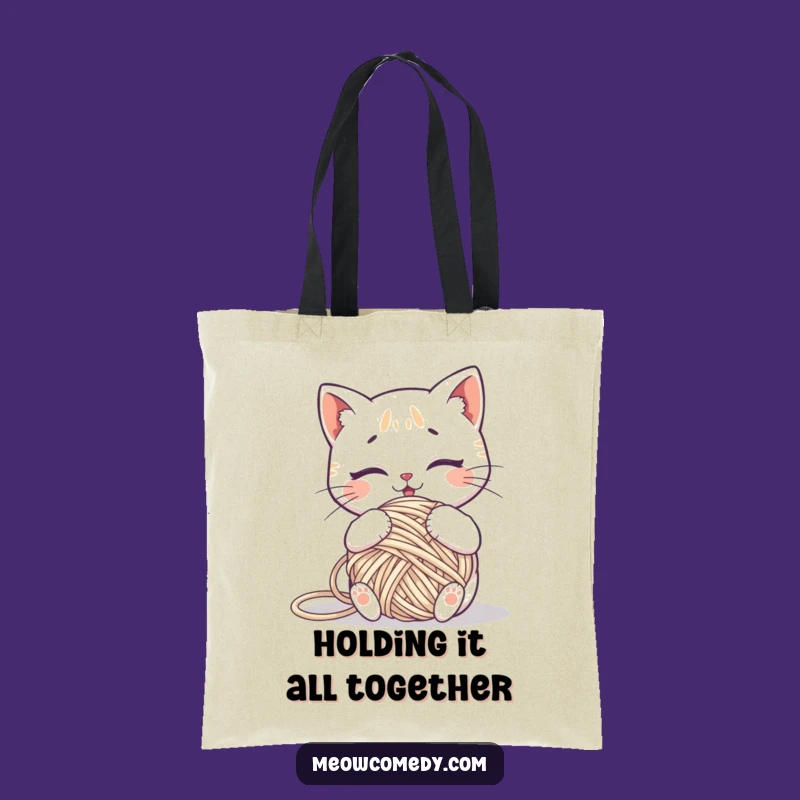 Funny Kawaii Cat Yarn Tangled Tote Bag: Stylish and Comical Crafter Bag