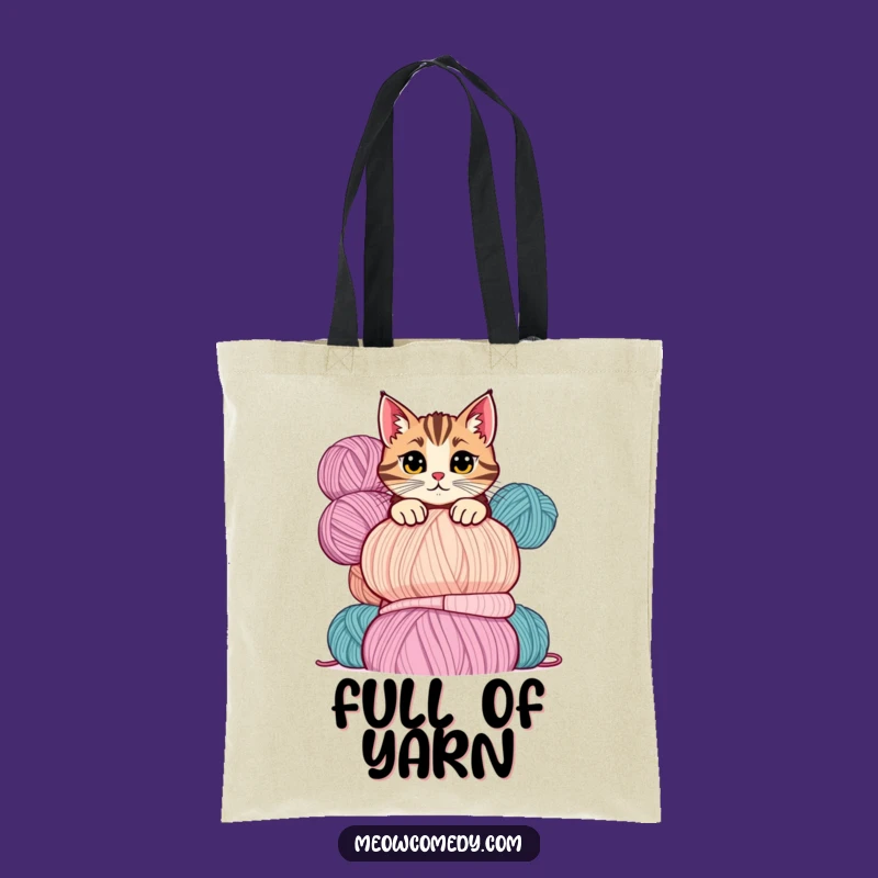 Funny Mischievous Cat Yarn Tote Bag: Carry Your Crafty Fun, Perfect Gift