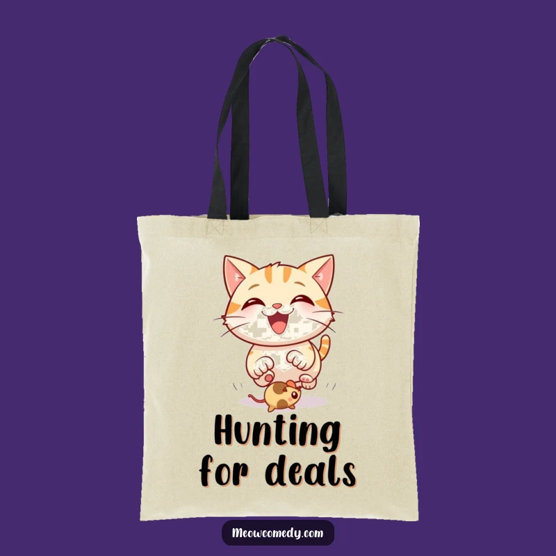 Funny Happy Cat Tote Bag: Carry Fun with Bouncing Mouse Charm